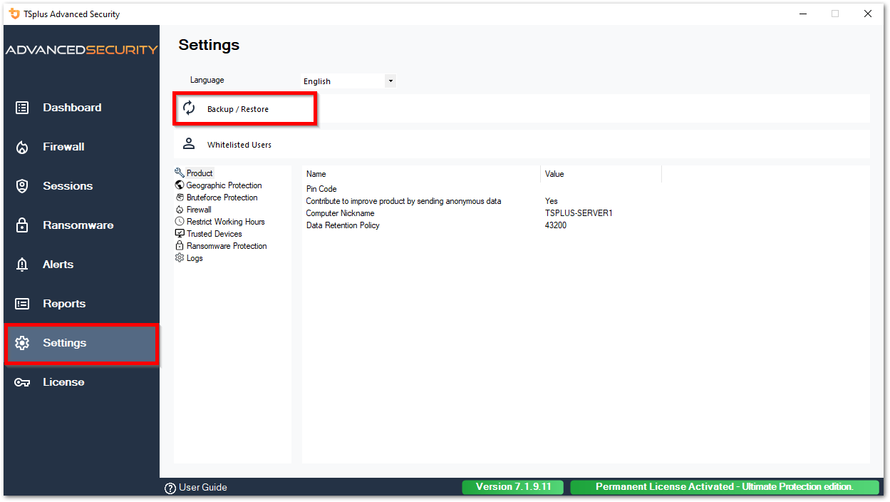 Backup Settings 1
