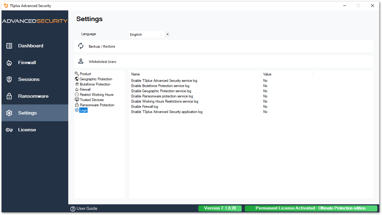 Logs Settings 1
