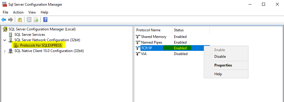 TCP Enabled