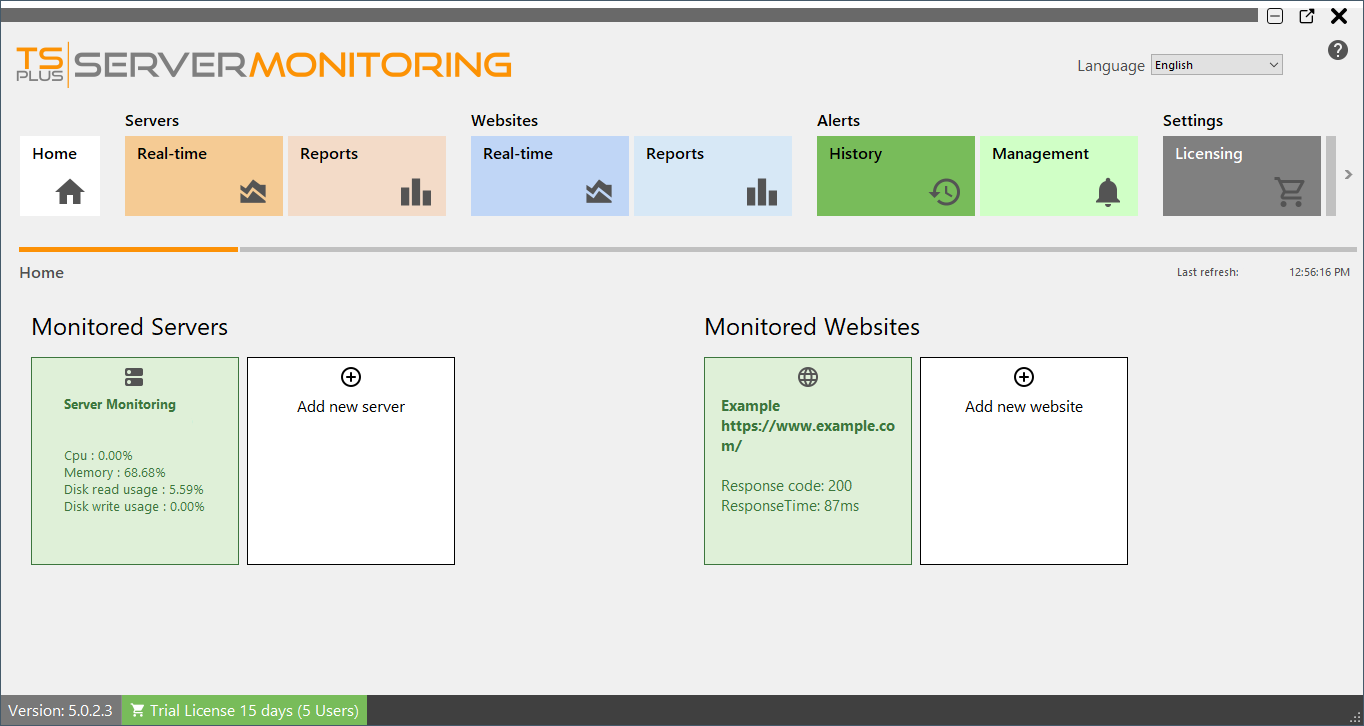 Websites Managament Screenshot 1