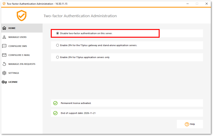 Two-factor Authentication is disabled