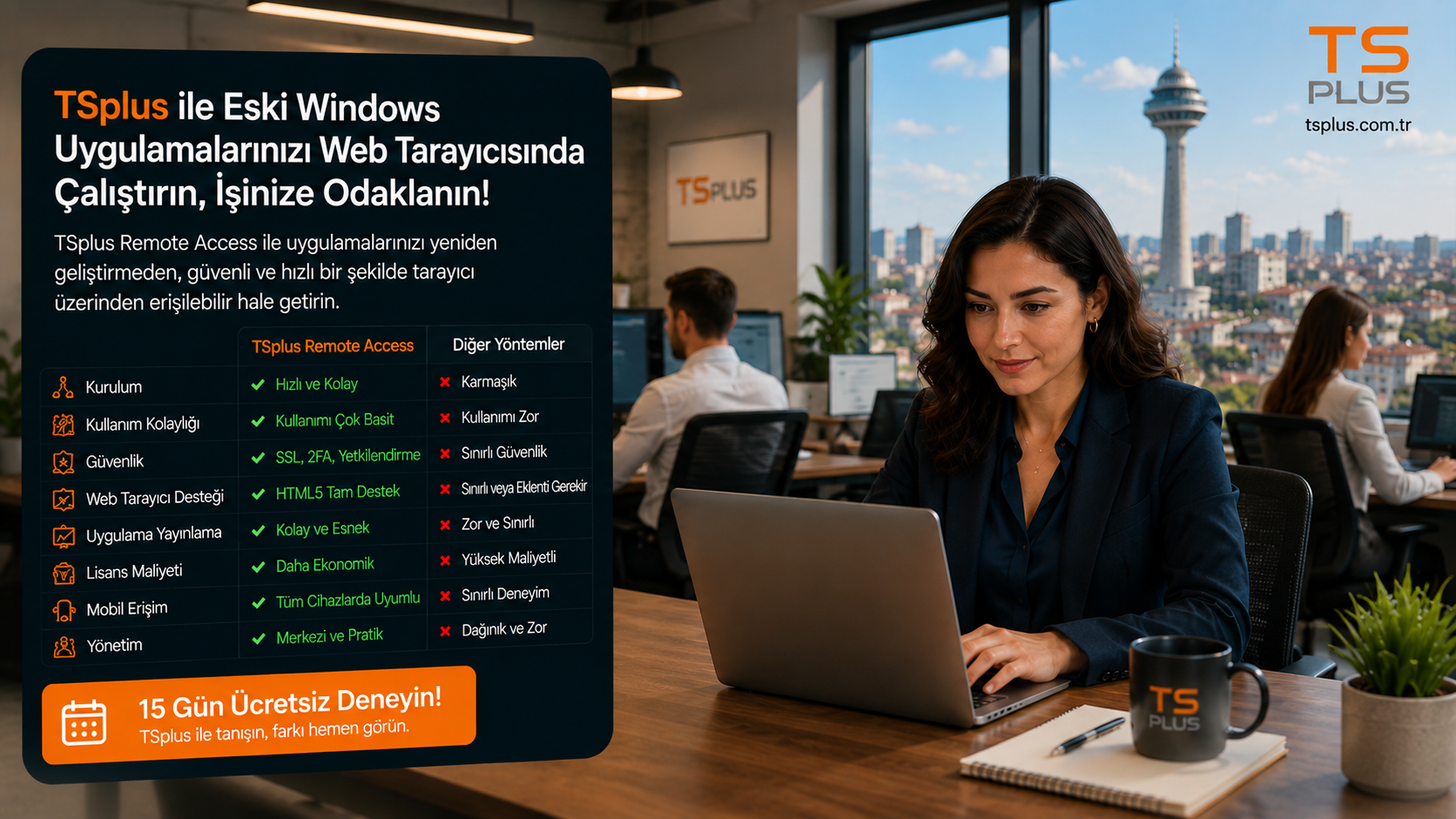 Eski Windows Uygulamalarını Web Tarayıcısında Çalıştırmanın En Kolay Yolu | TSplus Türkiye
